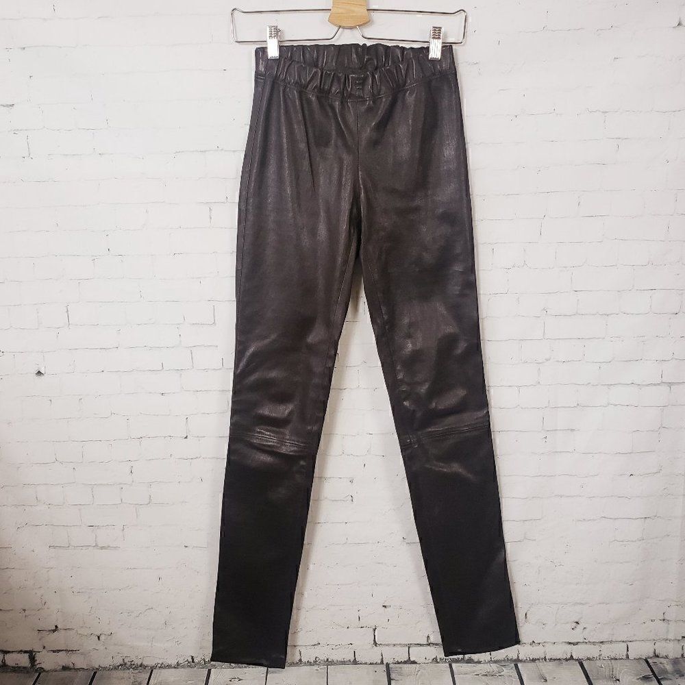 Joseph Designer 100% Lambskin Lamb Leather Pants Size FR 38 US 6 Dark Brown